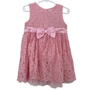 Max Pink Lace Dress Sleeveless Satin Bow Baby Girls 18-24M